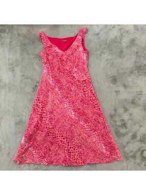 Vintage Ann Taylor Pink 100% Silk Slip Dress 8 Whimsigoth Fairycore Midi Ruffles
